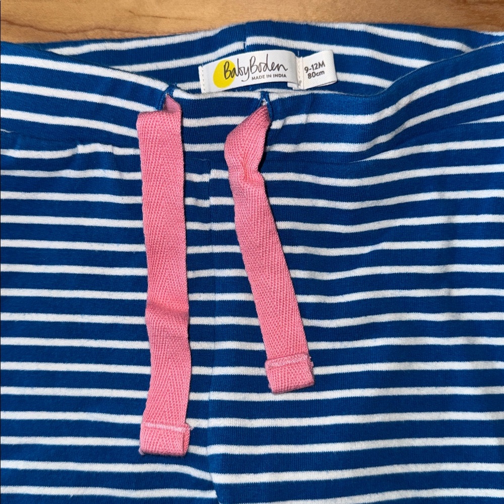 Mini Boden Spring Flowers Top with Striped Pants size 9-12 months. - Picture 6 of 7